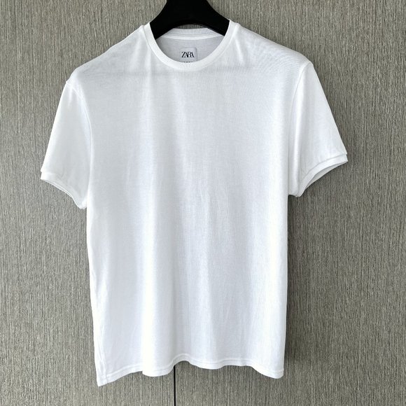 Zara White Knit T-Shirt - Size Medium - Picture 1 of 6